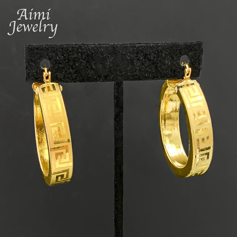 Italian Classic Jewelry Sets Rope Hook Dubai Round 18K Gold Plated Hoop Earrings for Woman Circle Earring Party Wedding Gifts