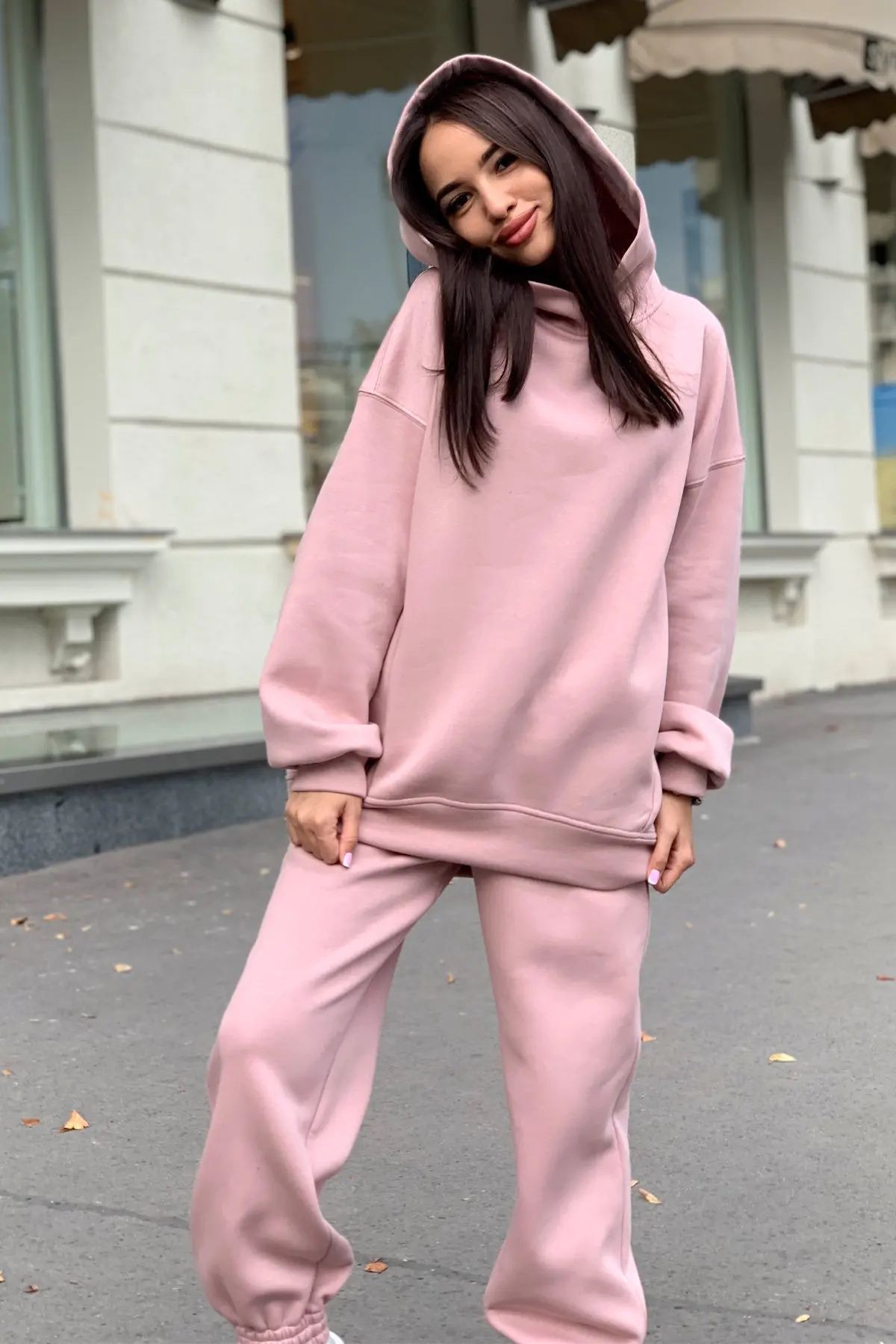Monochrome Hooded Hoodie Set Casual European American Fashion 2-Piece Autumn Winter Hot Selling New Style