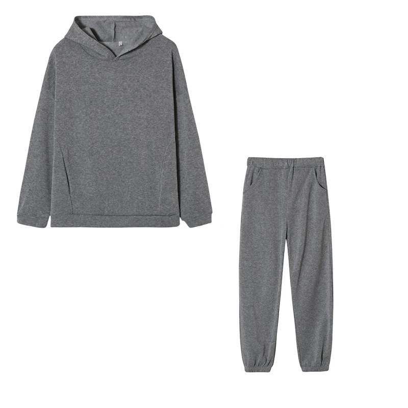 Monochrome Hooded Hoodie Set Casual European American Fashion 2-Piece Autumn Winter Hot Selling New Style