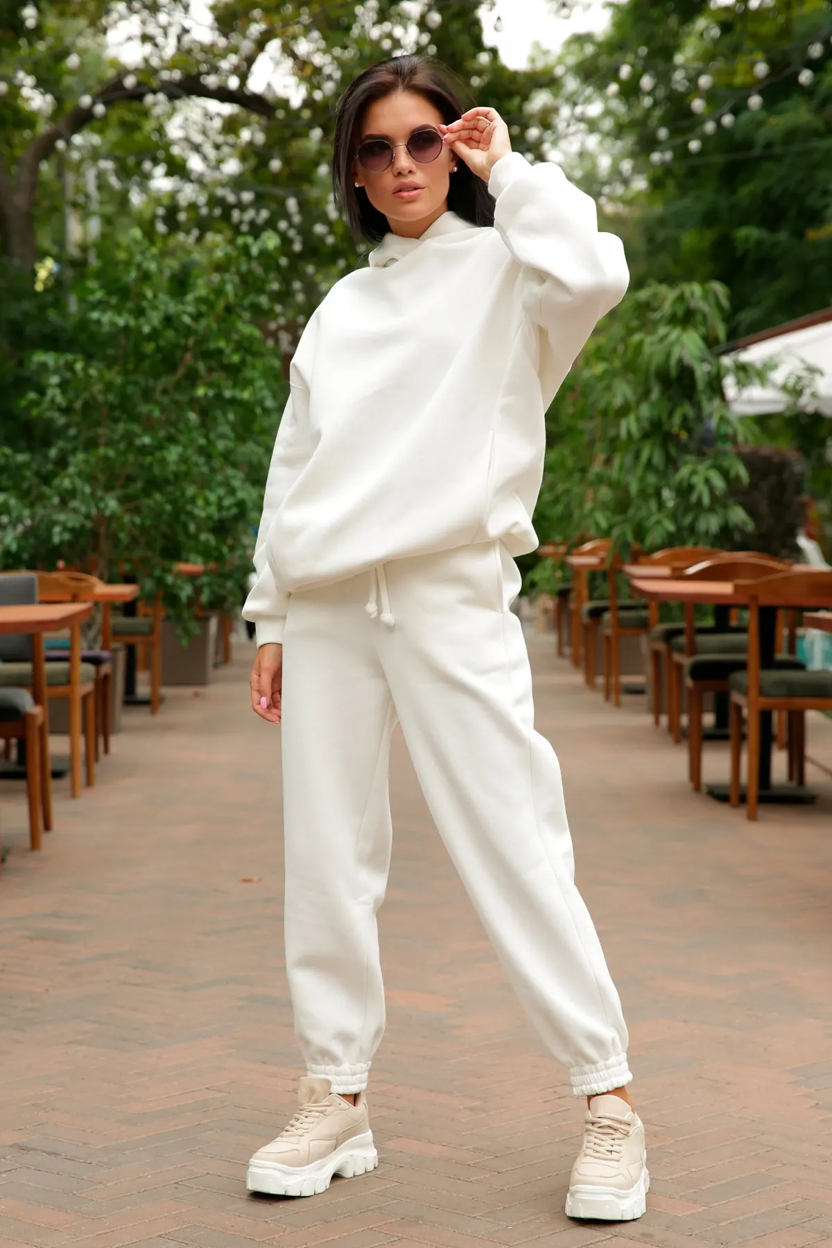 Monochrome Hooded Hoodie Set Casual European American Fashion 2-Piece Autumn Winter Hot Selling New Style