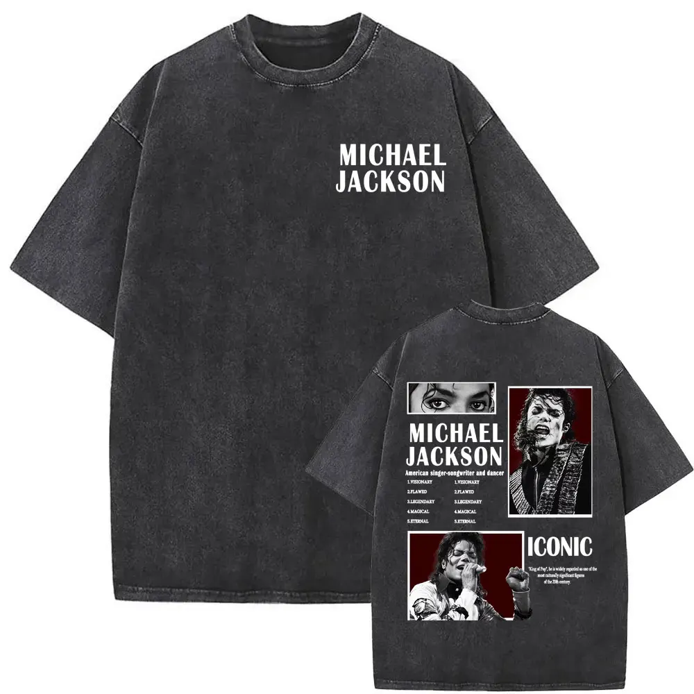 King of Pop Michael Jackson Album Cover T Shirts Men Women Fashion Classic Cool T-shirt Casual Vintage Washed T Shirt Streetwear