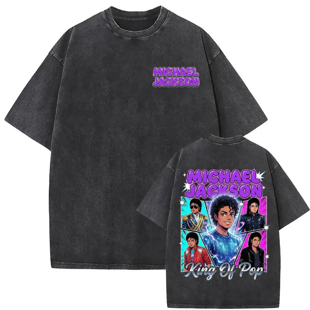 King of Pop Michael Jackson Album Cover T Shirts Men Women Fashion Classic Cool T-shirt Casual Vintage Washed T Shirt Streetwear