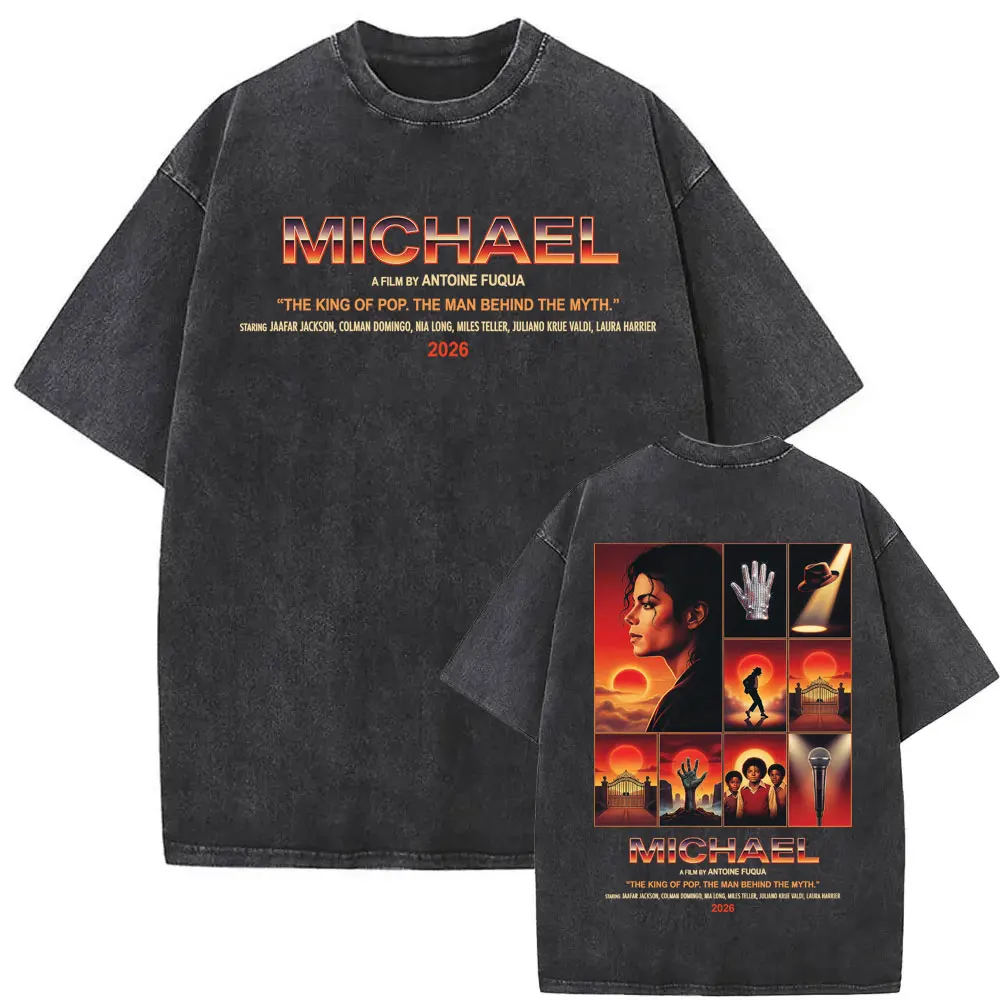 King of Pop Michael Jackson Album Cover T Shirts Men Women Fashion Classic Cool T-shirt Casual Vintage Washed T Shirt Streetwear