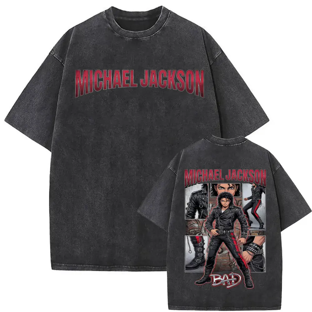 King of Pop Michael Jackson Album Cover T Shirts Men Women Fashion Classic Cool T-shirt Casual Vintage Washed T Shirt Streetwear