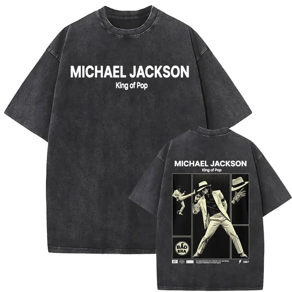 King of Pop Michael Jackson Album Cover T Shirts Men Women Fashion Classic Cool T-shirt Casual Vintage Washed T Shirt Streetwear