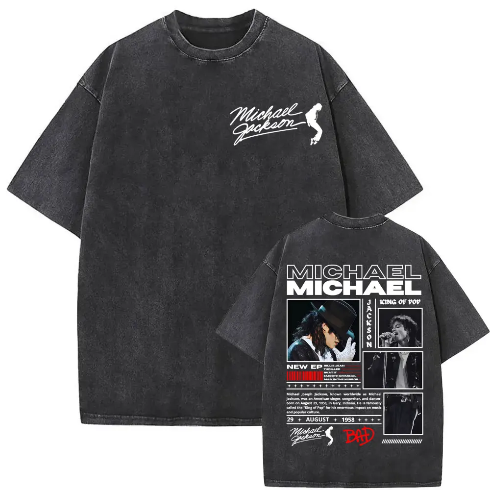 King of Pop Michael Jackson Album Cover T Shirts Men Women Fashion Classic Cool T-shirt Casual Vintage Washed T Shirt Streetwear