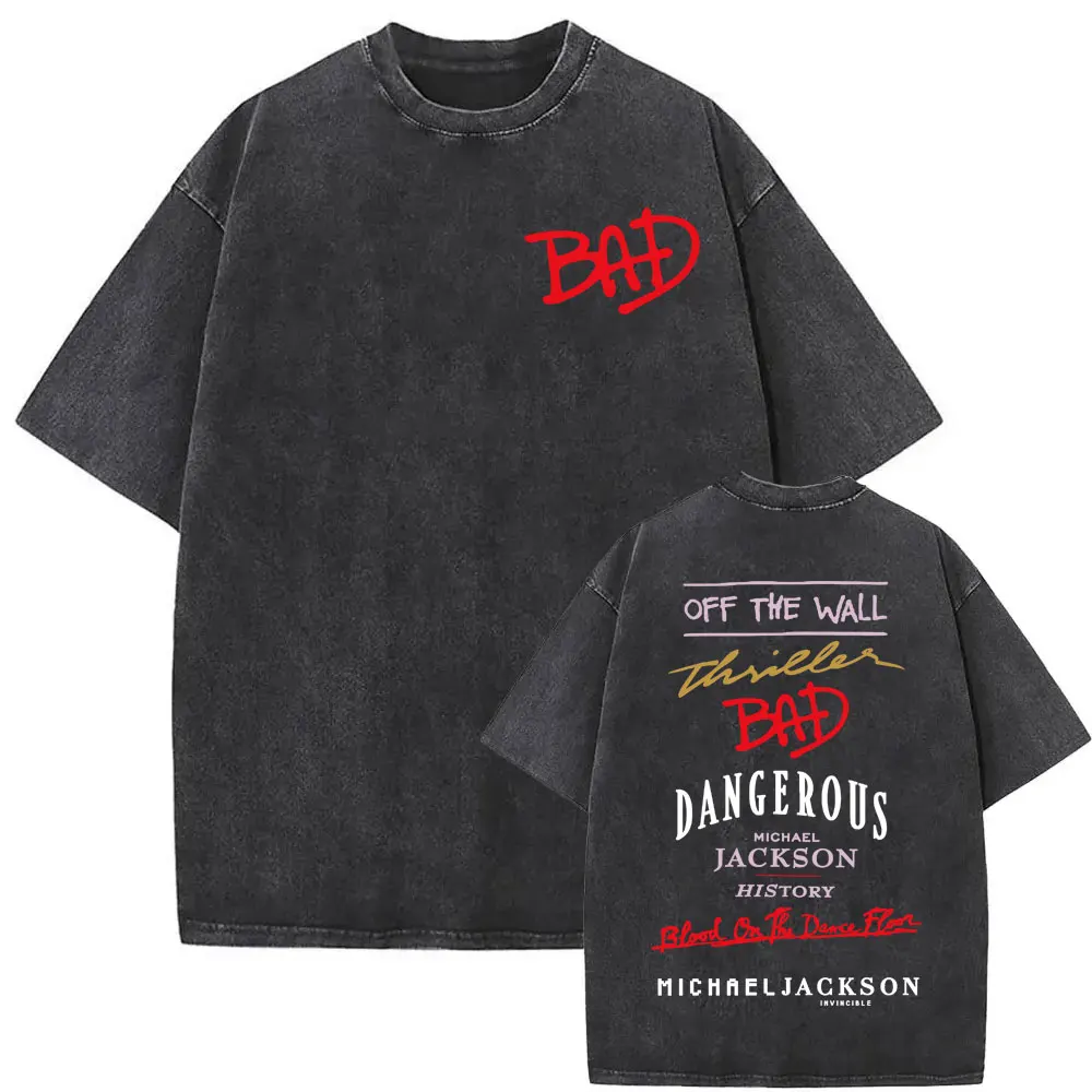 King of Pop Michael Jackson Album Cover T Shirts Men Women Fashion Classic Cool T-shirt Casual Vintage Washed T Shirt Streetwear