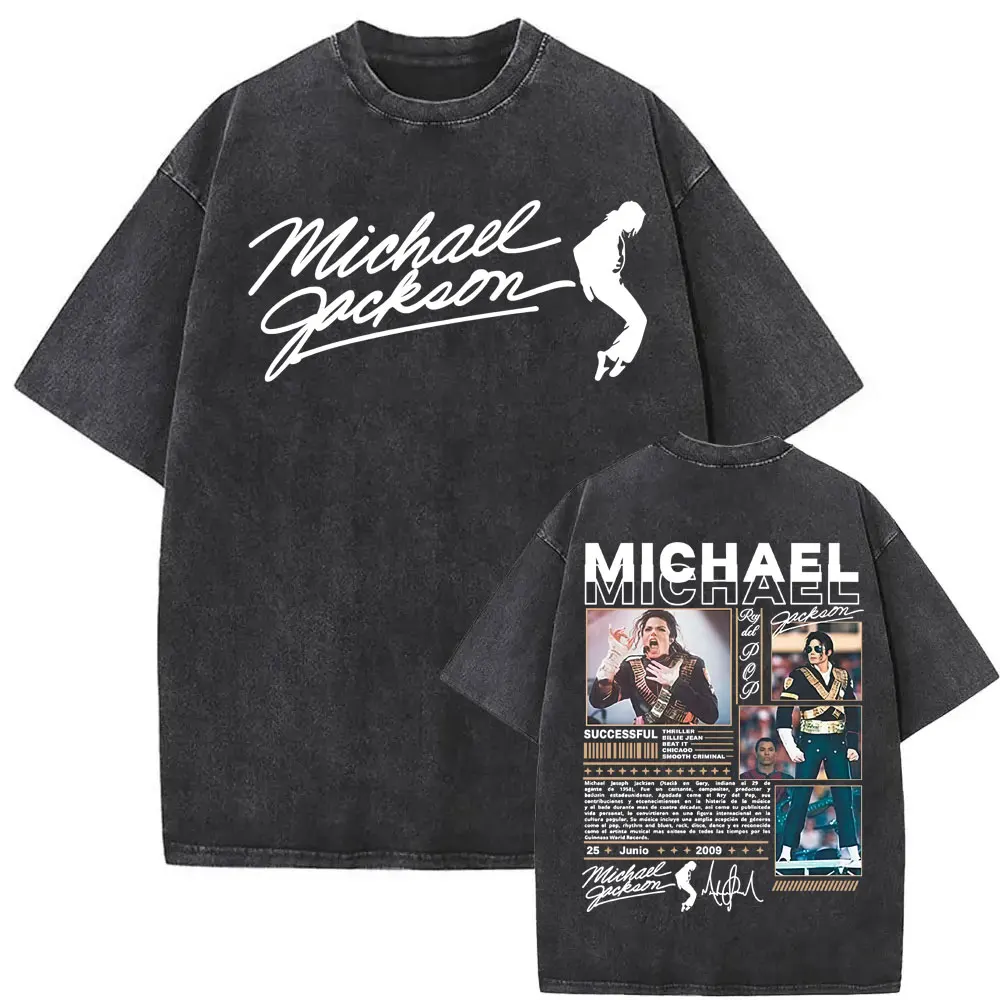 King of Pop Michael Jackson Album Cover T Shirts Men Women Fashion Classic Cool T-shirt Casual Vintage Washed T Shirt Streetwear