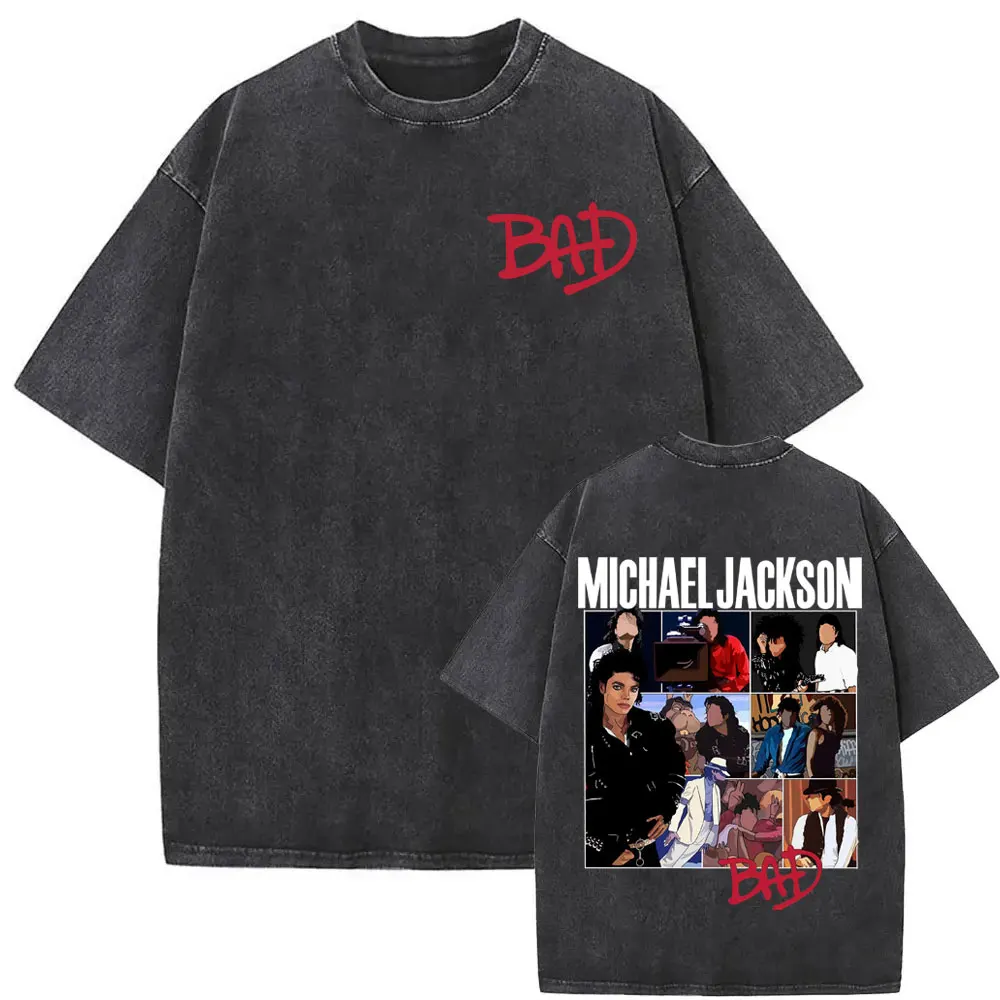 King of Pop Michael Jackson Album Cover T Shirts Men Women Fashion Classic Cool T-shirt Casual Vintage Washed T Shirt Streetwear