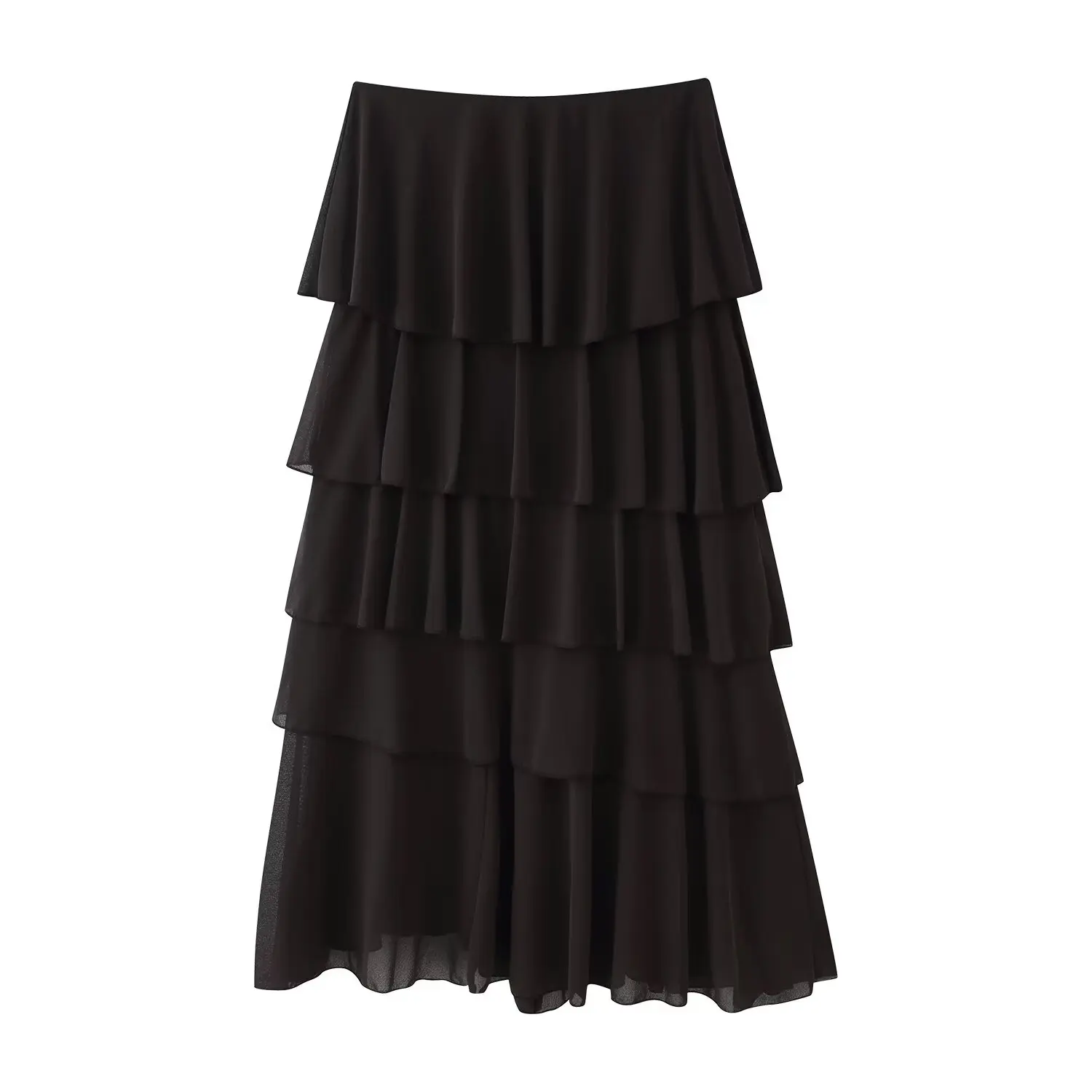 KONDALA Vintage Tiered Ruffled Skirt Women's Trendy Holidays Midi Skirts New 2026 Spring Summer Fashion High Street Lady Skirts