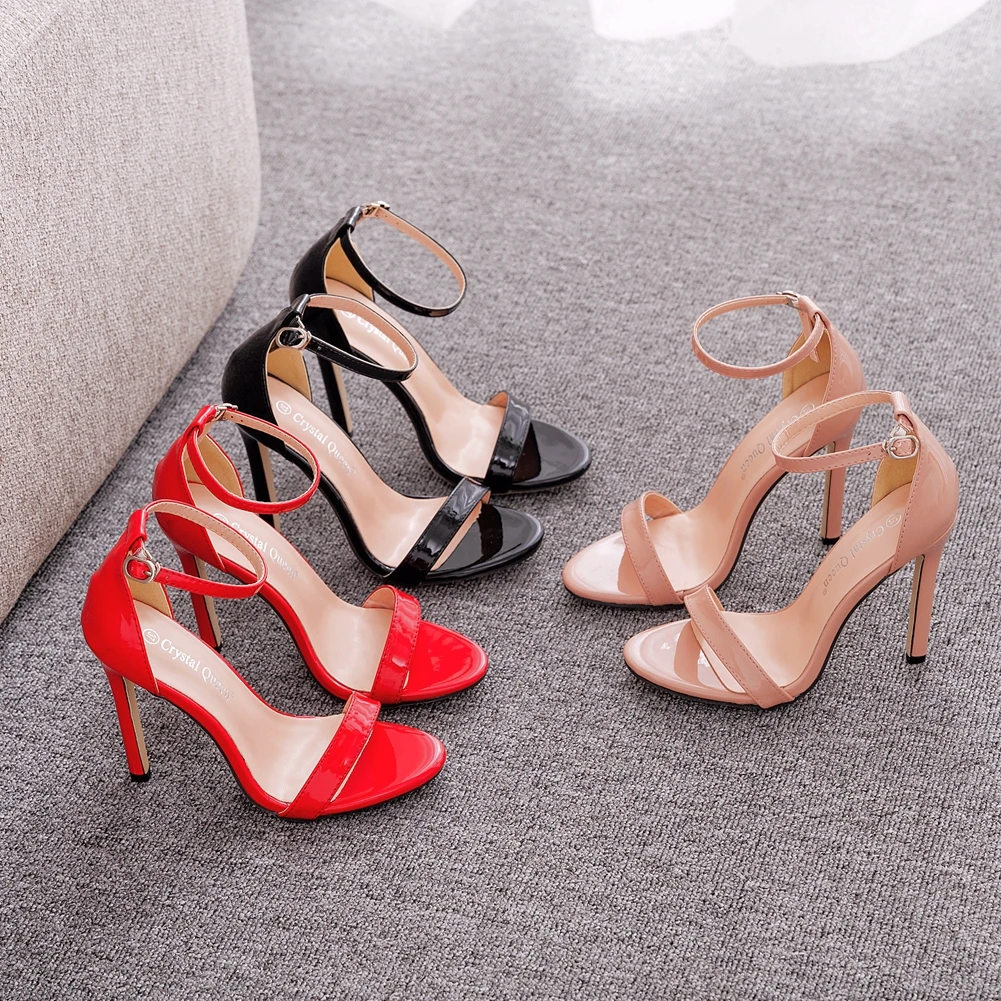 Women's Solid Color Stiletto Heeled Sandals, Fashionable High Heel Summer, Elegant Sandals