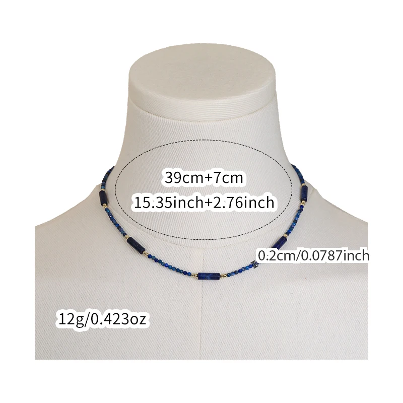 New Chinese-Style National Elegance Lapis Lazuli Necklace Crystal Bead Necklace Versatile and Stackable Collar Chain