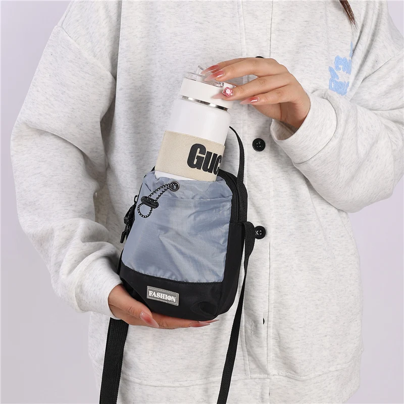Waterproof Nylon Crossbody Sling Bag - Outdoor Travel Pouch with Dedicated Water Bottle Pocket