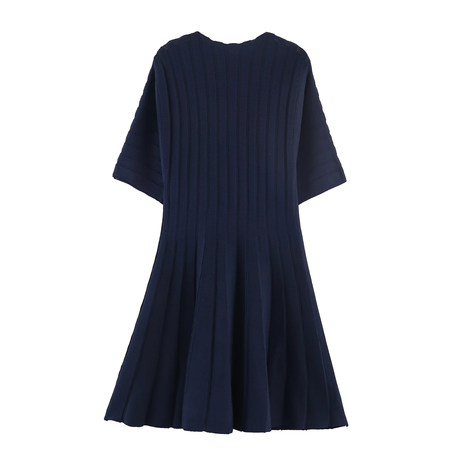 European and American 2026 Spring New Women's Clothing Style Slimming Bubble Short Sleeve Ribbed Knitted Short Dress