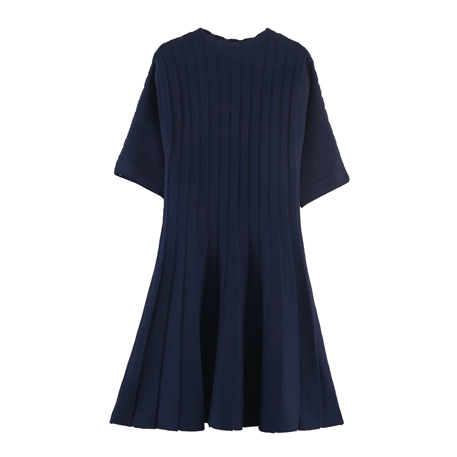 European and American 2026 Spring New Women's Clothing Style Slimming Bubble Short Sleeve Ribbed Knitted Short Dress