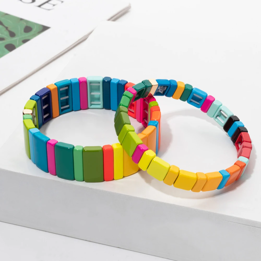 BEUTIFOR 2026 Green Yellow Blue Colroful Beaded Bangle For Women Handmade Elastic Beads Bracelets Sets