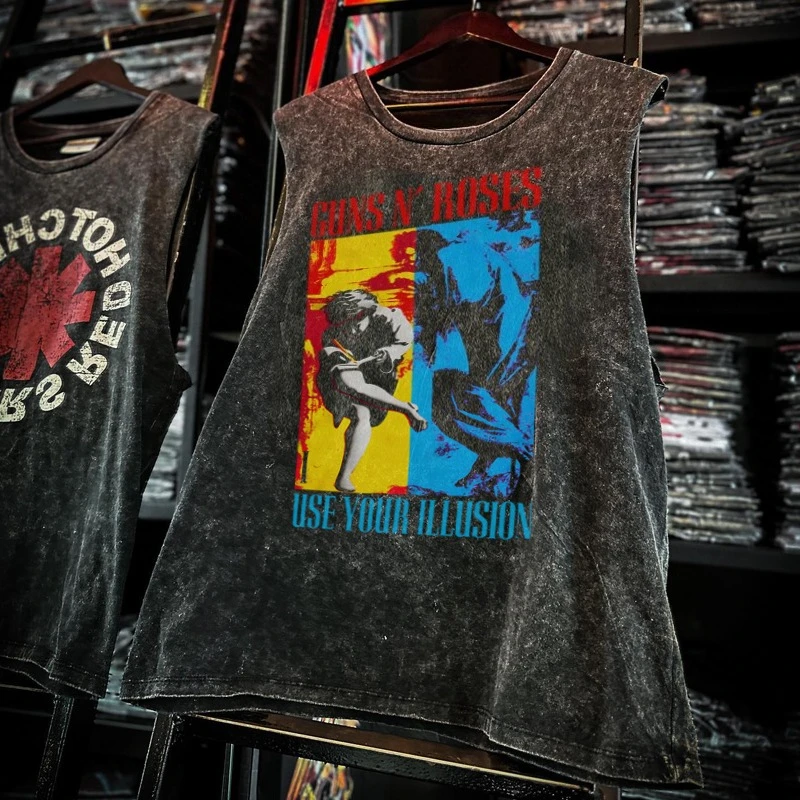 American Rock Band Printed Vintage Washed Sports Vest Cotton Sleeveless Men's T-shirt Hip-hop Gym Clothing Tank Top Summer 2026
