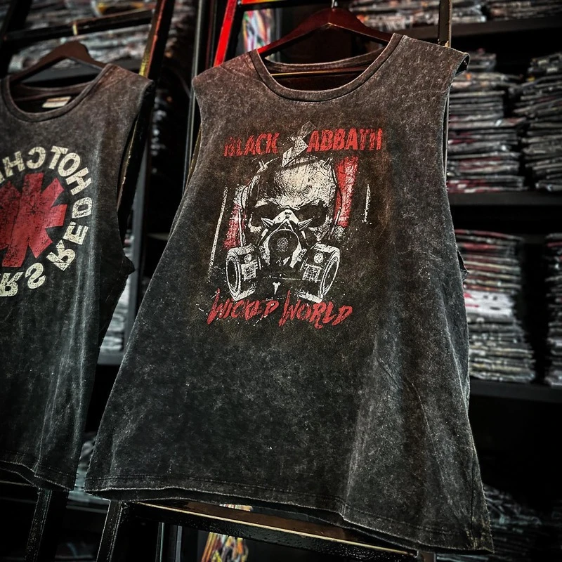 American Rock Band Printed Vintage Washed Sports Vest Cotton Sleeveless Men's T-shirt Hip-hop Gym Clothing Tank Top Summer 2026