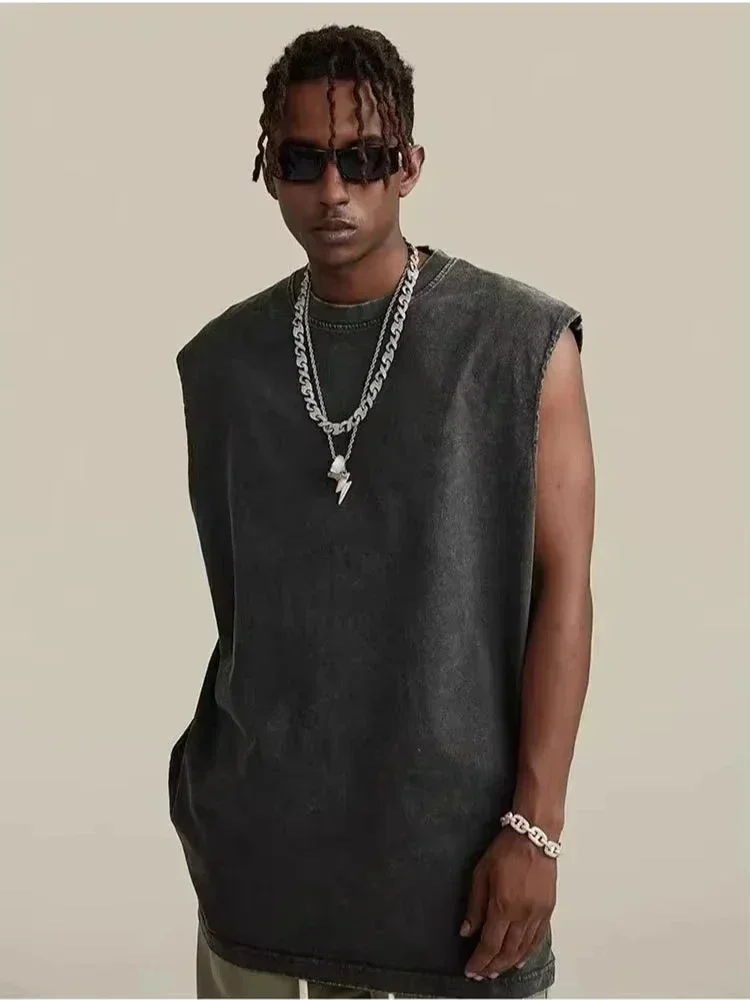 American Rock Band Printed Vintage Washed Sports Vest Cotton Sleeveless Men's T-shirt Hip-hop Gym Clothing Tank Top Summer 2026