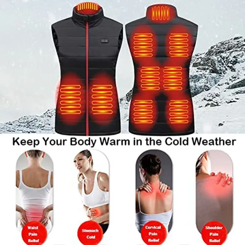 Women Heating Vest Autumn and Winter Cotton Vest USB Infrared Electric Heating Suit Women Flexible Thermal Winter Warm Jacket