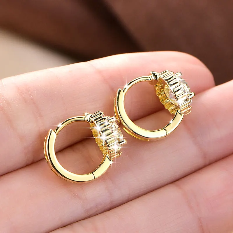 Rrjzz Certified 6.5MM 1CT VVS1 Moissanite Hoop Earrings for Women D-Color Round Lab-created Diamond Anniversary Jewelry Gifts
