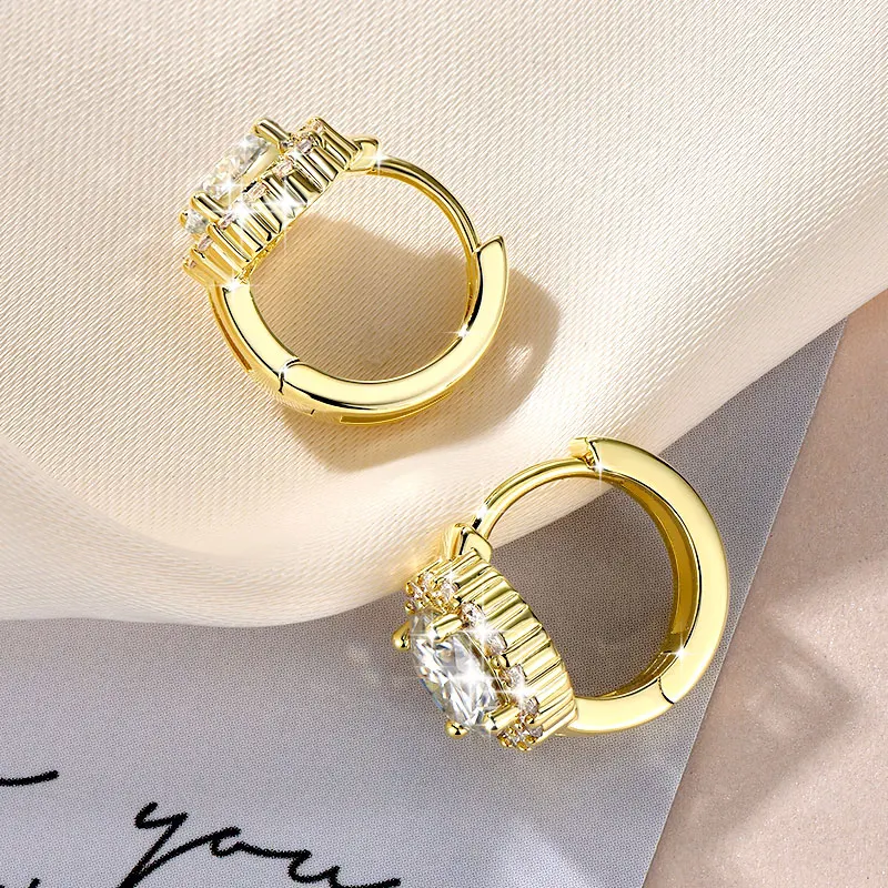Rrjzz Certified 6.5MM 1CT VVS1 Moissanite Hoop Earrings for Women D-Color Round Lab-created Diamond Anniversary Jewelry Gifts