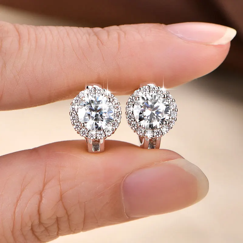 Rrjzz Certified 6.5MM 1CT VVS1 Moissanite Hoop Earrings for Women D-Color Round Lab-created Diamond Anniversary Jewelry Gifts