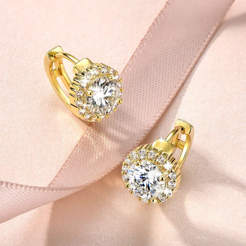 Rrjzz Certified 6.5MM 1CT VVS1 Moissanite Hoop Earrings for Women D-Color Round Lab-created Diamond Anniversary Jewelry Gifts