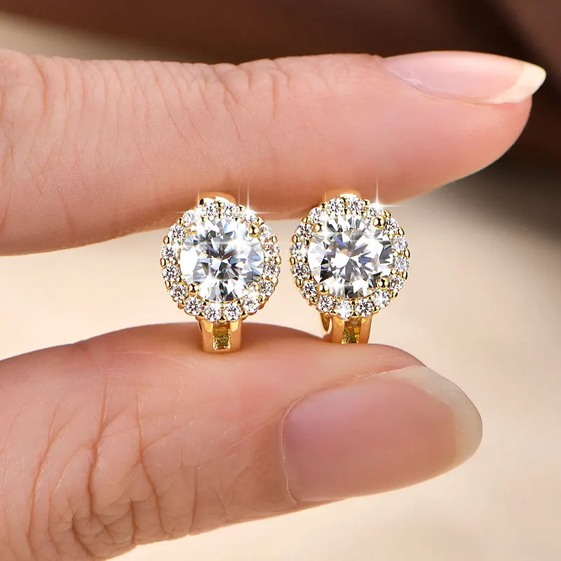 Rrjzz Certified 6.5MM 1CT VVS1 Moissanite Hoop Earrings for Women D-Color Round Lab-created Diamond Anniversary Jewelry Gifts