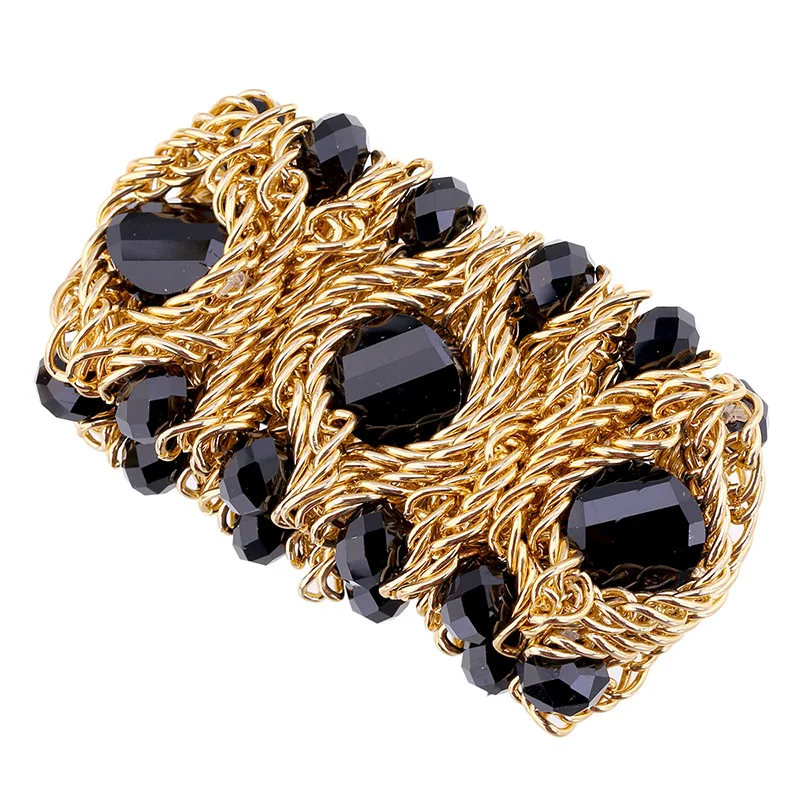 Luxury Fashion Crystal Bracelet for Women Handmade Aluminum Chain Bangle Bohemian Statement Charm Bracelet Banquet Party Jewelry