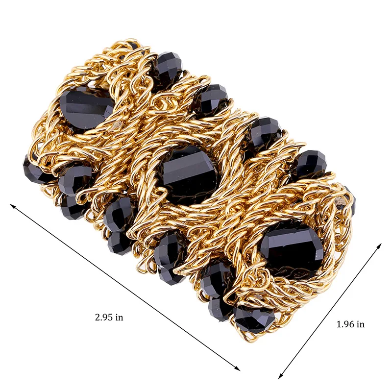 Luxury Fashion Crystal Bracelet for Women Handmade Aluminum Chain Bangle Bohemian Statement Charm Bracelet Banquet Party Jewelry