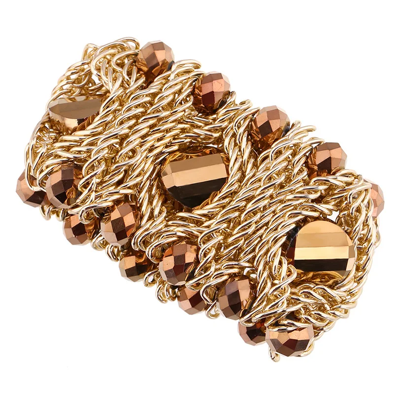 Luxury Fashion Crystal Bracelet for Women Handmade Aluminum Chain Bangle Bohemian Statement Charm Bracelet Banquet Party Jewelry