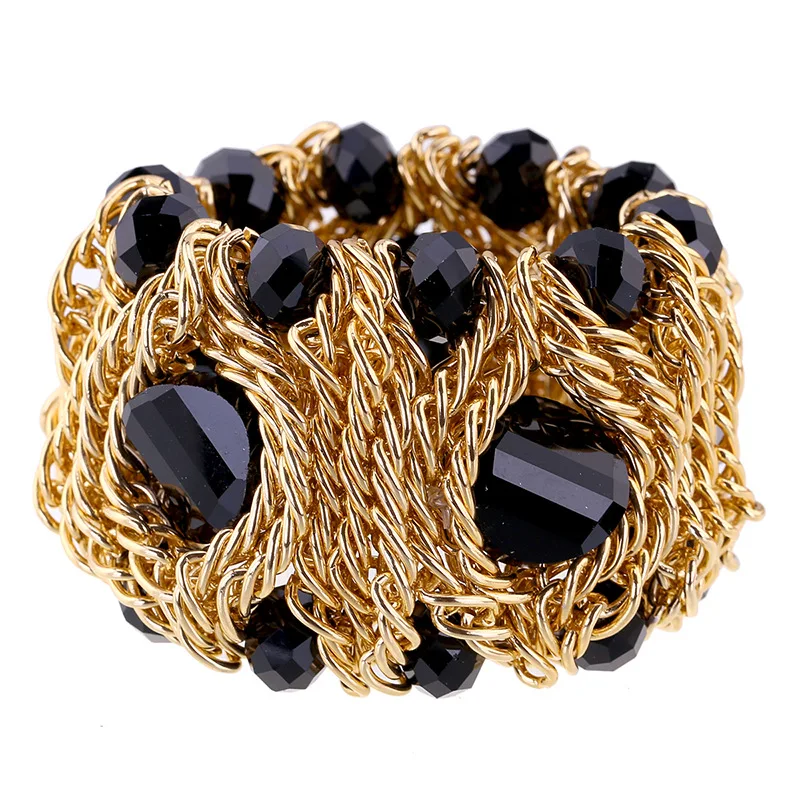 Luxury Fashion Crystal Bracelet for Women Handmade Aluminum Chain Bangle Bohemian Statement Charm Bracelet Banquet Party Jewelry
