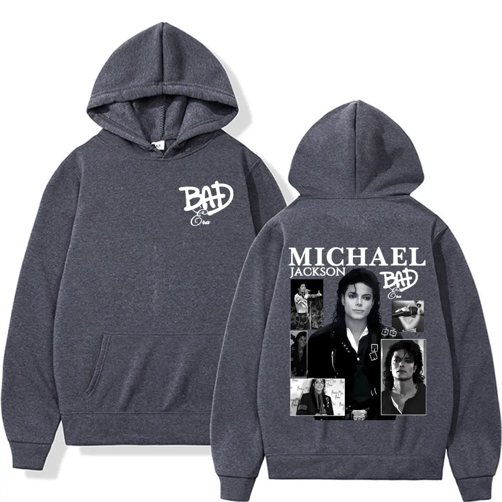 King of Pop Michael Jackson Bad Era Album Hooded Men Women Harajuku Hip Hop Streetwear Sweatshirt Fleece Casual Oversized Hoodie