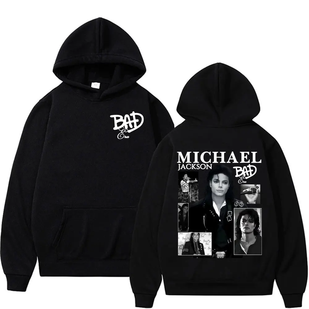 King of Pop Michael Jackson Bad Era Album Hooded Men Women Harajuku Hip Hop Streetwear Sweatshirt Fleece Casual Oversized Hoodie