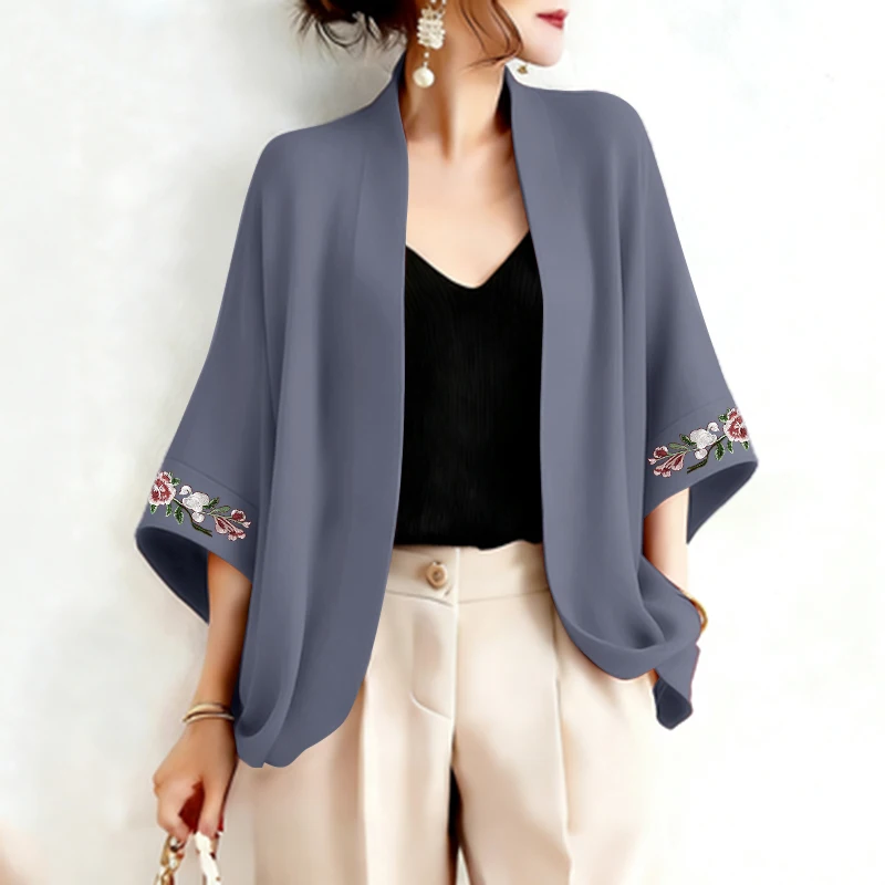 2026 Summer Cardigan ZANZEA Women Vintage Holiday Kimonos 3/4 Sleeve Embroidered Blouse Female Work Shirt Casual Tops Thin Coats