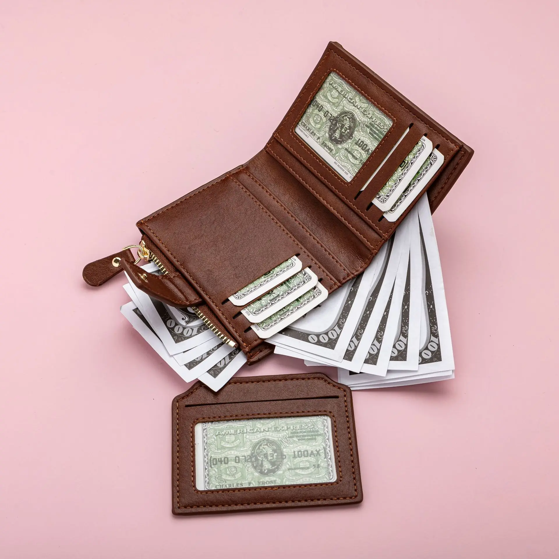 Card Holder Money Bag Wallet Male Men's Coin Purse Wallet RFID Anti-theft Man Leather Wallet Zipper Business