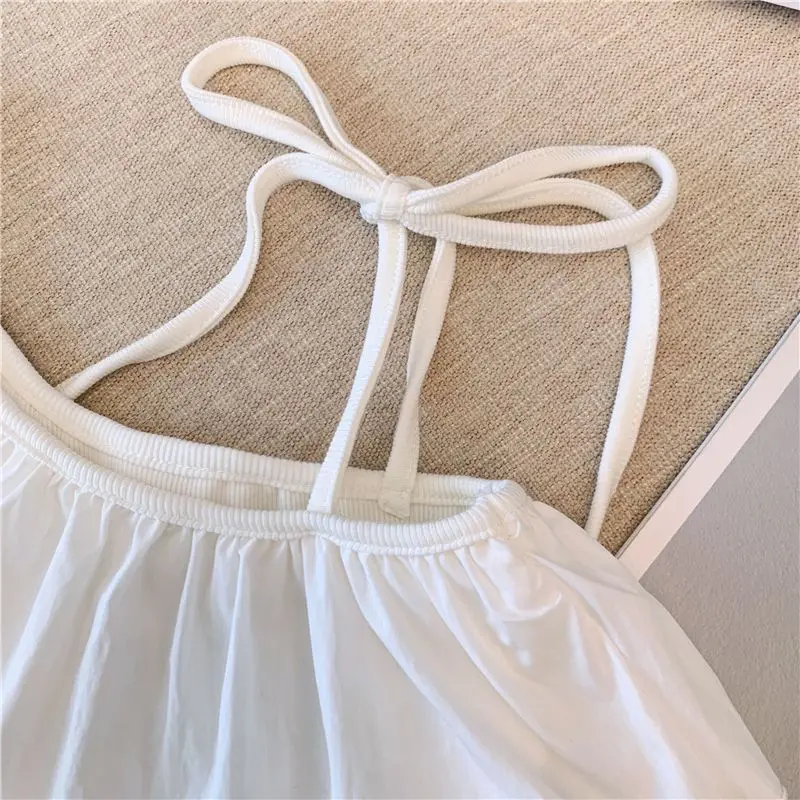 Girls Sloping Shoulder Top 25 Summer Short Vest with Ruffle Edge Sleeveless Top