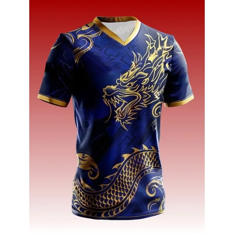 2026 New Fashion Dragon Print Special Edition Men's and Women's Football Short Sleeve Loose Breathable Football Shirt Top