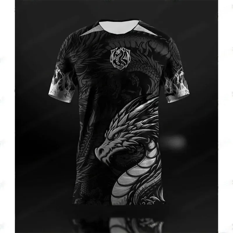 2026 New Fashion Dragon Print Special Edition Men's and Women's Football Short Sleeve Loose Breathable Football Shirt Top