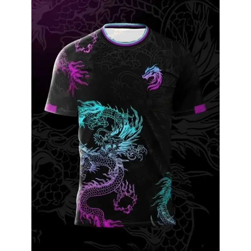 2026 New Fashion Dragon Print Special Edition Men's and Women's Football Short Sleeve Loose Breathable Football Shirt Top