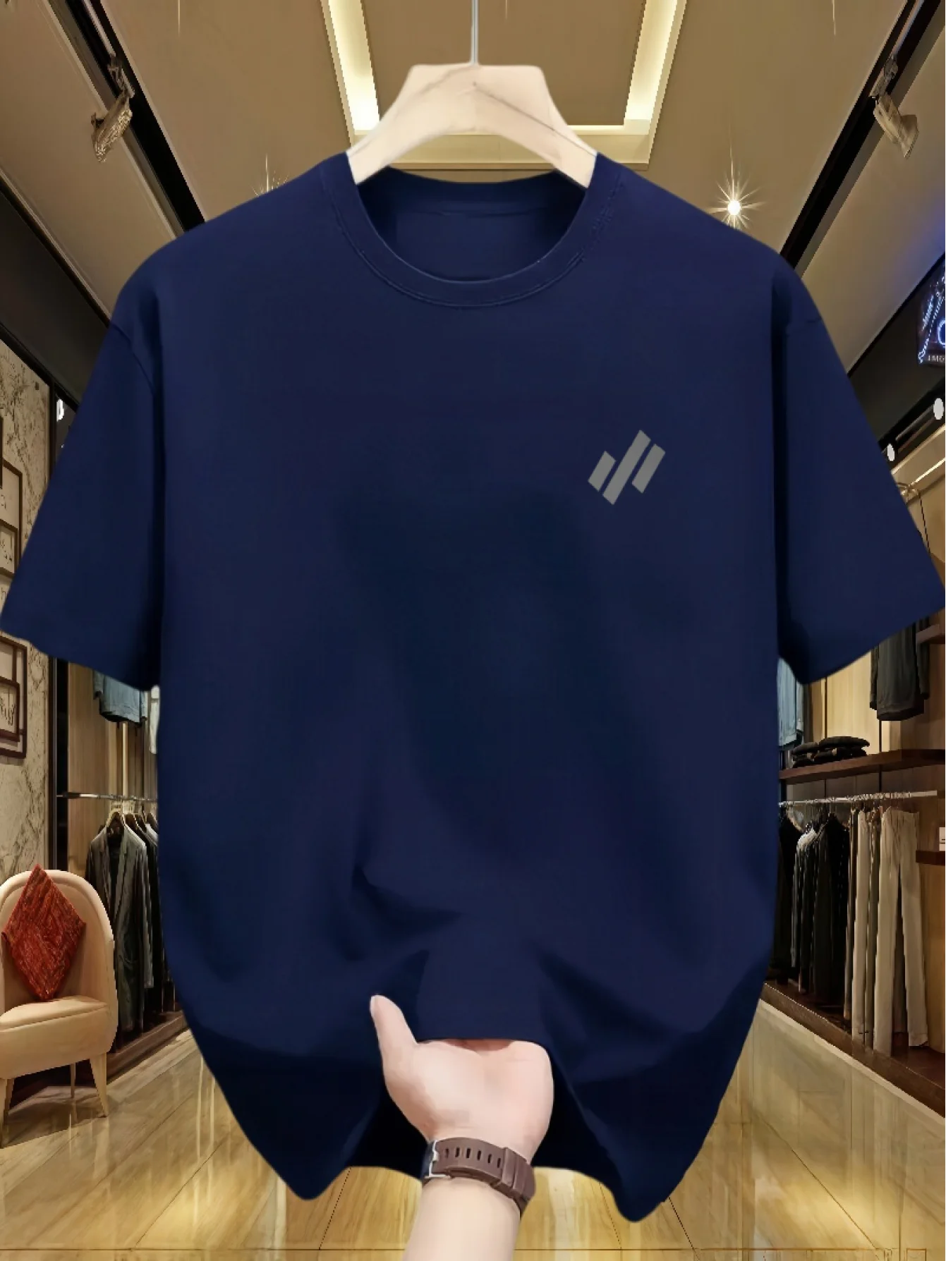 Men's and Women's Summer Pure Cotton Casual Loose Fashion Diagonal Pattern Printed Comfortable Round Neck Short Sleeved T-Shirt