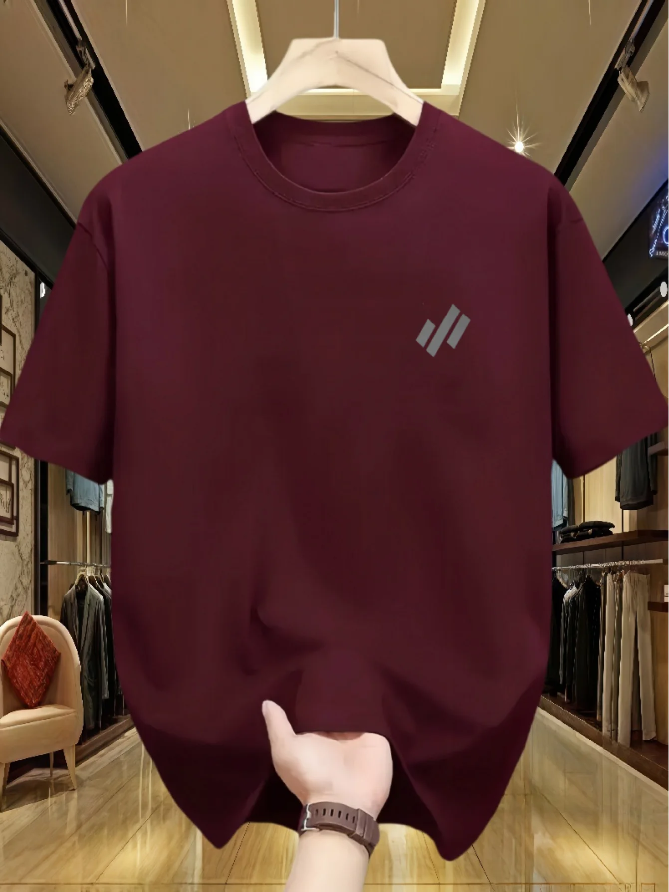 Men's and Women's Summer Pure Cotton Casual Loose Fashion Diagonal Pattern Printed Comfortable Round Neck Short Sleeved T-Shirt
