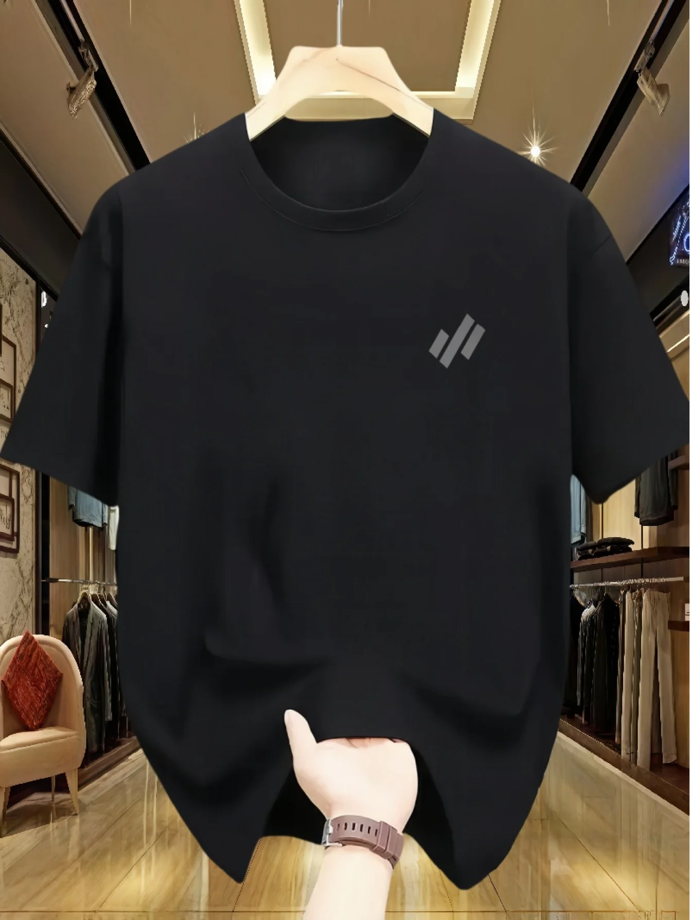 Men's and Women's Summer Pure Cotton Casual Loose Fashion Diagonal Pattern Printed Comfortable Round Neck Short Sleeved T-Shirt