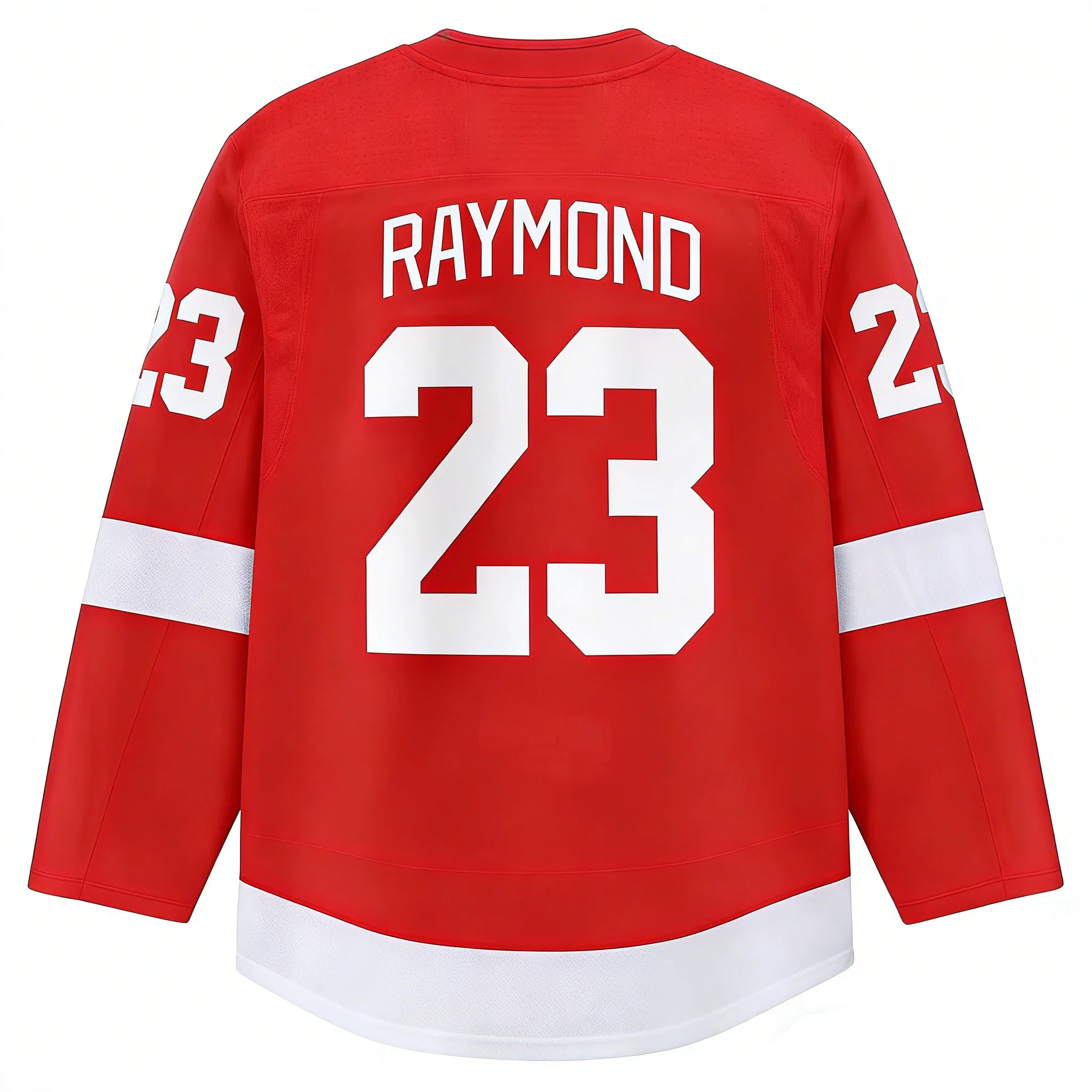 2026 Hockey Jersey Red/White Iconic Winged Wheel #23 Logo Striped Design Long-Sleeve Apparel for Fans & Collectors 3d HD Print