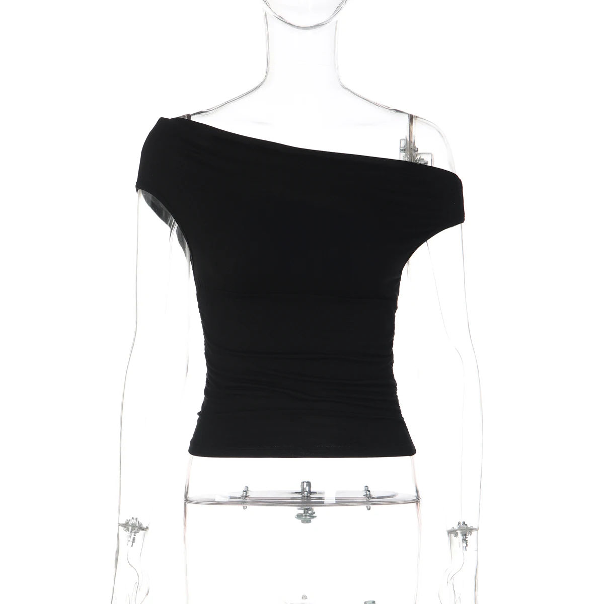 Dulzura Inclined Shoulder Sleeveless Ruched Slim Fit Vest Women'S Solid Casual Versatile Y2K Top Party Club Street Summer Outfit