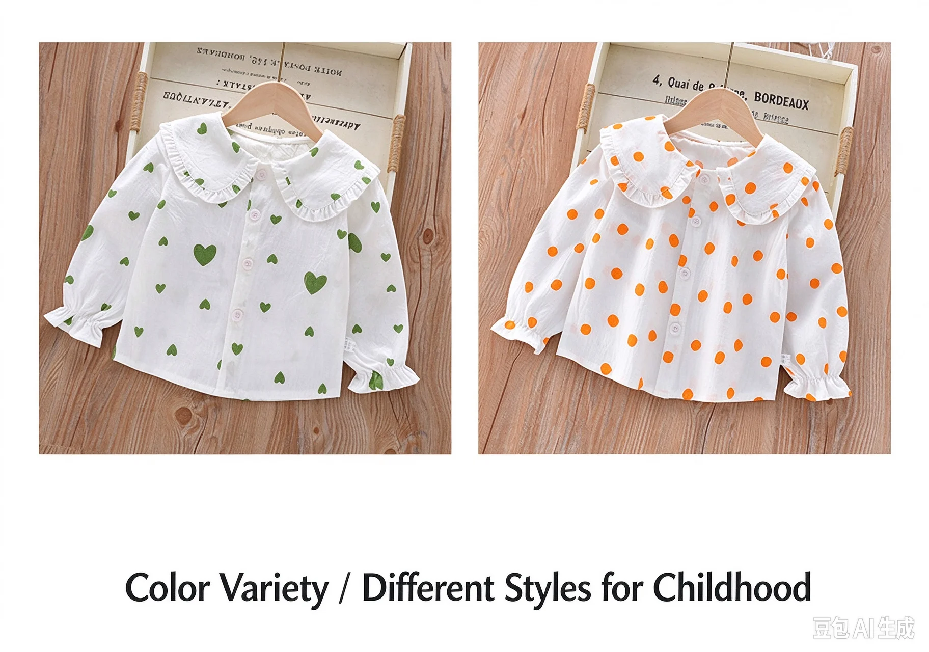 Girls' Strawberry Print Blouse, Ruffle Peter Pan Collar Cotton Shirt for Spring and Autumn