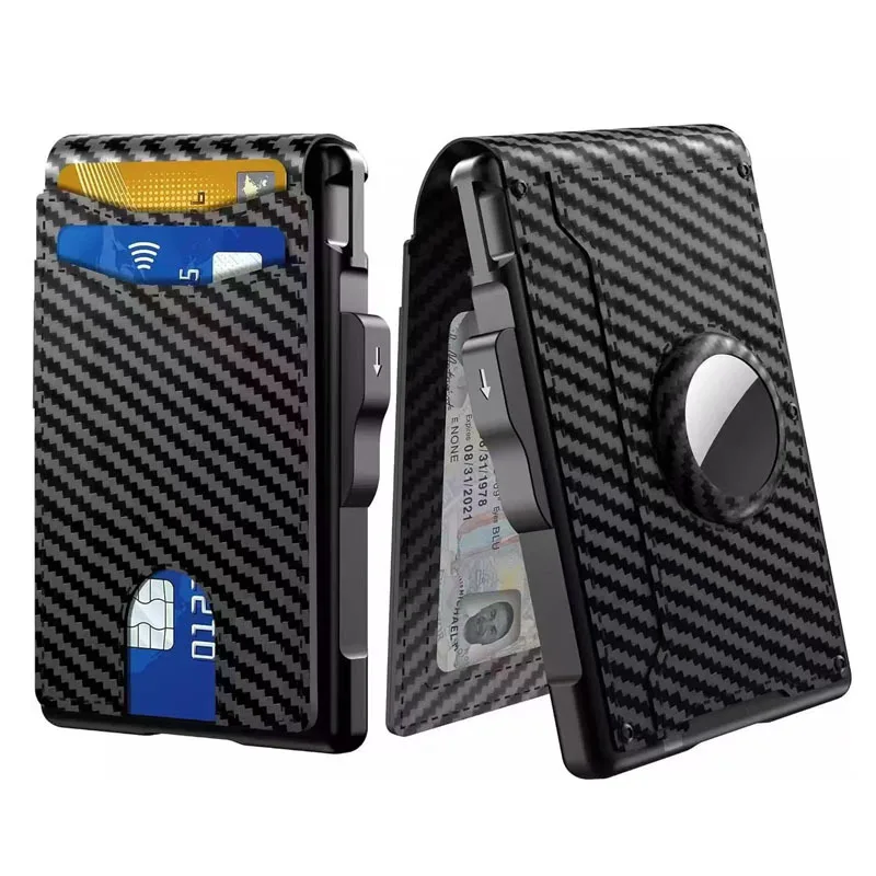 Metal Automatic Pop Up Card Wallet Men Anti Magnetic Anti Theft Credit Card Business Card Holder