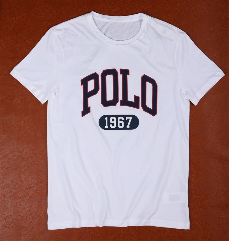 Hot Cotton Po-lo Letter Men's T-shirt Fast Fashion Summer Cool Casual Simple Men's and Women's Cotton Printed Short Sleeves Tops