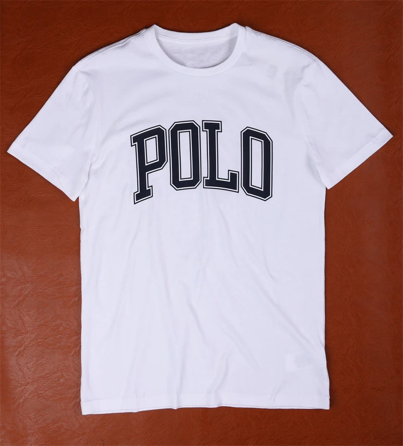 Hot Cotton Po-lo Letter Men's T-shirt Fast Fashion Summer Cool Casual Simple Men's and Women's Cotton Printed Short Sleeves Tops
